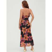 cider Women's Summer Floral Maxi Dress Spaghetti Strap Stretch Bodycon Mesh Beach Vacation Date Night Long Dresses Variant 1 - 黑色 - 查看 4