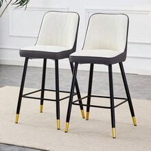 Set Of 2 Bar Stools / 100 Cm High. Stylish Bar Stools / Black PU Leather And Comfortable Footrest / Available In Several Colors / 120 Kg Load Capacity / For Restaurants, Bars And Living Rooms - 深灰色+白色+銀色 - 查看 2