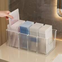 Large Capacity Acrylic Cosmetic Storage Box, Mask Storage Box, Transparent Divided Organizer, Vanity Table Desktop Skincare Product Display Rack - Multicolor - View 8