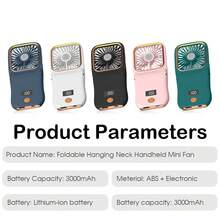1pc Rechargeable 3000mAh Portable Mini Fan, Multi-Functional Outdoor Summer Cool Air, 3-Speed Adjustable, Neck-Hanging, Foldable, Desktop Placement, Back-To-School Season Outdoor Summer Air Cooler, Suitable For Office, Commuting, Camping, Picnic, Hiking, Beach Vacation, Backpacking, Sports, Holiday Essential - Handheld - View 3