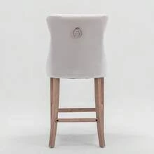 Set Of 2 Bar Stools With Velvet Upholstery / Medieval-Modern Style Bar Stools / Weight Capacity Up To 300 Lbs / High-Elasticity Foam / Suitable For Restaurants Or Kitchens - 米色 - 查看 9