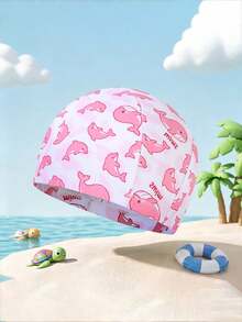 1PC Comfortable Cartoon Print Pattern Elastic Youth Swimming Cap, Non-Restrictive Ear-Capturing Cap For Long Hair, Swimming Pool Swimming Cap - Multicolor - View 13