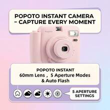 Popoto Instant Camera Features A Built-In Flash And Five Adjustable Shooting Modes. With Its Retro Film Aesthetic And Landscape Orientation, It's Good For Group Photos.(Batteries Not Included.) - View 5