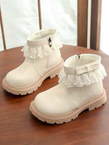 Bottes de mode pour filles, bottines, bottines de boutique pour étudiantes avec fermeture éclair latérale - Beige - Voir 1