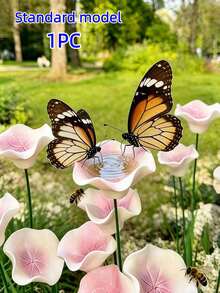 1pc Handmade Ceramic Flower Desktop Decor With Metal Stem, Weather-Resistant Aesthetic Garden Stake Ornament For Outdoor Patio Yard Lawn Pathway Flower Pot Arrangement, Cute Porcelain Floral Sculpture Artwork, Balcony Landscape Home Office Desk Decoration Gift - Multiple Styles - View 9
