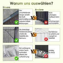 190*296*200 cm Lagerraum-Schuppen, tragbarer Carport-Garagen-Dach mit Rolltore und Reißverschluss-Türen, wasserdicht, UV-beständig – Garagenzelt für Autos, Boote, Werkzeuge, Motorräder - B - Übersicht 4