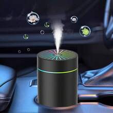 Humidificador para coche USB mini difusor de aire con luz LED de colores, rociador de niebla silencioso para portavasos del vehículo, humidificador de aromaterapia portátil para automóvil - A - Ver 6