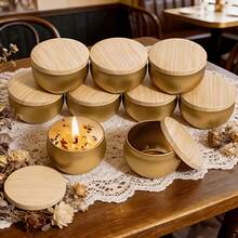 48pcs Complete DIY Candle Making Kit, 8 Gold Metal Cans With Wood Grain Lids And 40 Handmade Accessories, Sturdy Empty Candle Jars, Suitable For Beginners To Make Handmade Scented Candles, Home Decor, Wedding Favors, Holiday Gifts And Small Item Storage - 48pcs/Set - View 2