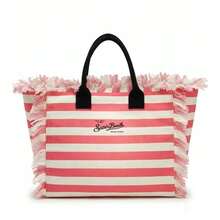 Handbag Large Capacity Casual Tote Bag Canvas Tassel Tote Bag 29*22*10cm - 粉色 - 查看 3