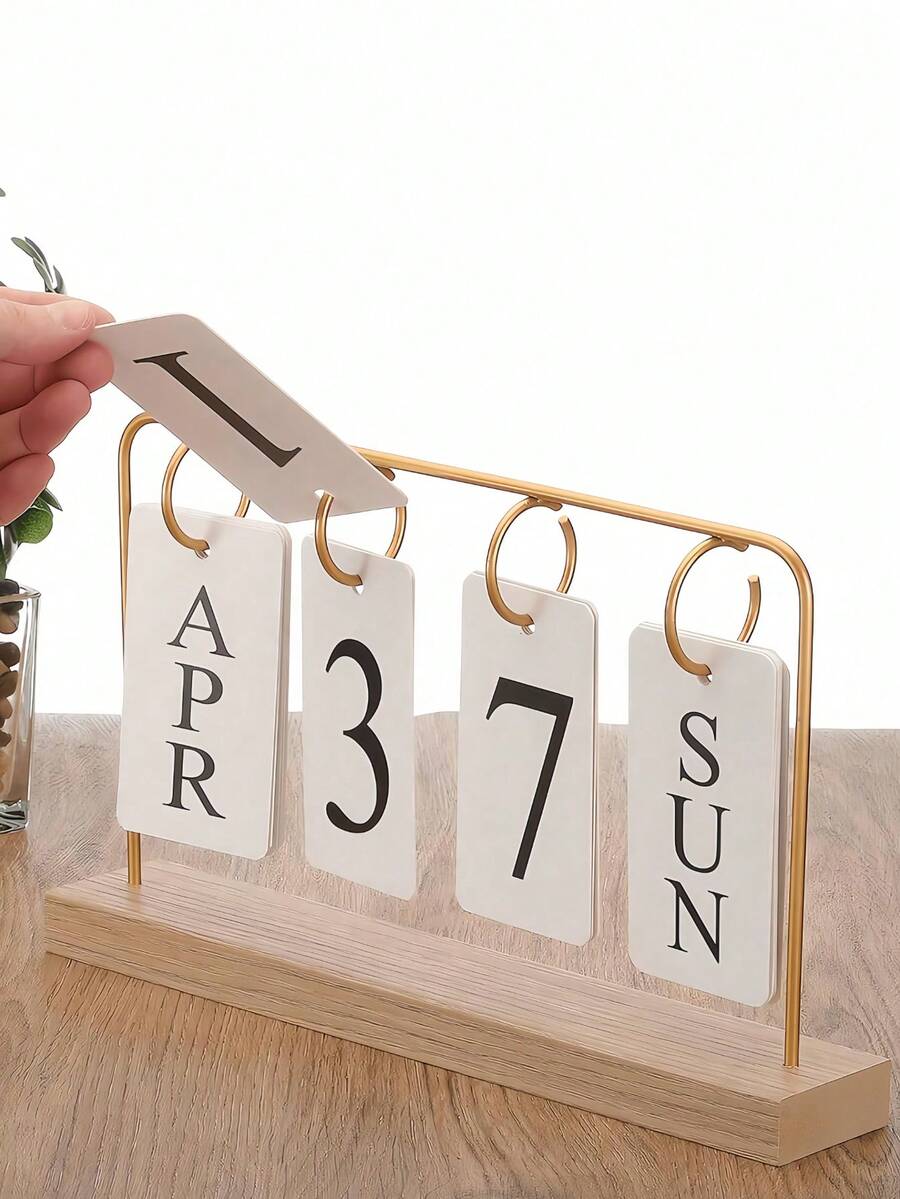 Minimalist Flip Desktop Calendar, Durable Material, Nordic Creative Perpetual Calendar, Suitable For Living Room, Dining Table, Coffee Table, Reusable Flip Calendar Supplies, Desktop Decor, New Home Ornament, Ideal Gift For Women