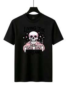 Nueva colección de parejas Camiseta con Calavera Azteca y Frases Chidas - Estilo Mexicano para Gym Casual, Regalo Día del Padre o Cinco de Mayo - Negro - Ver 1