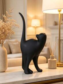 Matte White Resin Abstract Cat Statue, Minimalist Modern Animal Sculpture Decor, Elegant Tabletop Ornament For Fireplace Mantels, Living Room Side Tables,Room Decor, Home Decor, Bestfriend Gifts,A Back-To-School Gift - New Product - View 7