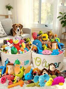 Random Size Polyester Durable Chew Doll Set, Suitable For Cats And Dogs, Includes Various Patterns And Styles, Including Plush Toys And Rope Toys, Suitable For Small And Medium Dogs, Suitable For Multiple Cats And Dogs To Play Together - Multicolor - View 4