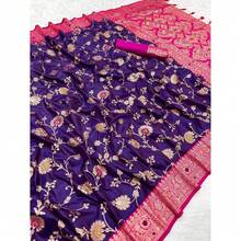 Traditional Silk Weaving Saree With Unstitched Blouse, Cultural Wear For Women - Multicolor - View 4