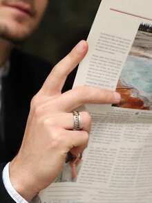1件休閒戒指，適合訂婚、婚禮、情人節、生日禮物、日常配戴、派對聚會、戀人、週年紀念 - 銀色+金黃色 - 查看 5