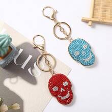 1pc Back To School Casual Daily Zinc Alloy Crystal Skull Bag Charm, Colorful Rhinestone Inlaid Skull Pendant, Suitable For Bags And Keys, Portable Student Decoration - Multicolor - View 3