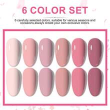 LIMEGIRL Gel Nail Polish Set - 6 Colors Nude Pink Gel Nail Polish Set, Light Neutral Pink Nail Polish, Removable LED Manicure Starter Kit, Popular Manicure DIY Gift - 彩色 - 查看 2