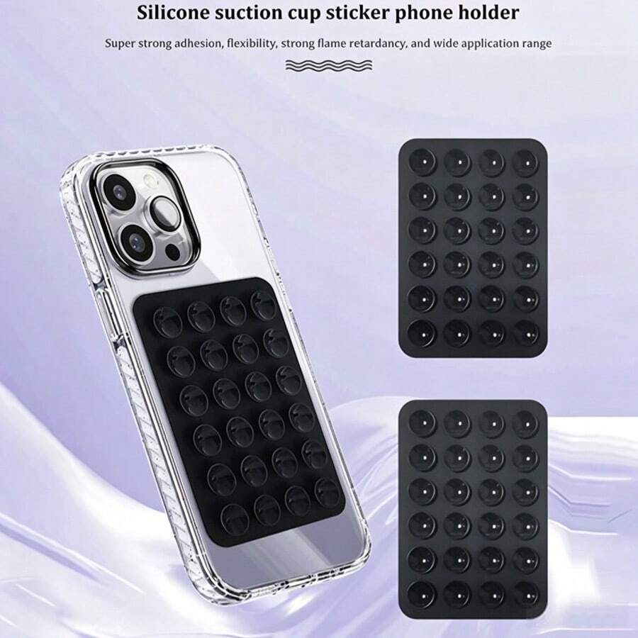 2 pièces Support de téléphone en silicone , Support de téléphone en silicone coloré , Adhérence forte, portable, installation multifonctionnelle et accessoires , Réseau de ventouses , Coussin antidérapant en silicone haute résistance