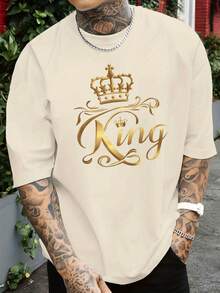 Men's Crew Neck T-Shirt, 100% Cotton, Graphic Print, Breathable And Lightweight Fabric, Machine Washable, Casual Style Ideal For Everyday Wear, Outings And Dates All Year Round - 白色 - 查看 1