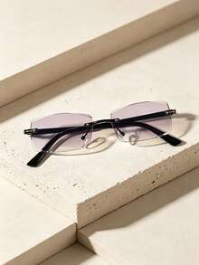 Gafas sin montura con lentes lisas biseladas para hombres, adecuadas para uso diario - Multicolor - Ver 2