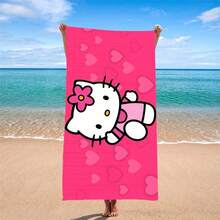 1pc Cute Cartoon Print Beach Towel, Suitable For Beach, Swimming, Surfing, Fitness, Camping-Personalized Gift, Beach Accessory, Travel Essential, Super Absorbent Quick-Dry Lightweight Microfiber Beach Blanket, Outdoor Travel Camping Swimming Yoga Beach Essential, Summer Party Supplies, Adult Gift Unisex - Multicolor - View 3