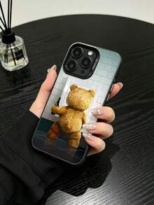 1件裝 Toilet Bear 個性化圖案全包覆 TPU 防震手機殼，相容 iPhone 17/16/15/14/13/12/11/Pro/Pro Max/Plus 與 Galaxy 系列 - 灰色 - 查看 2