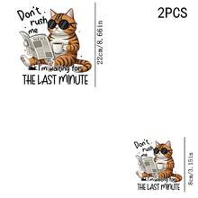 1/2/3PCS Procrastination Fashion Glasses Orange Cat Heat Transfer, Newspaper Reading Coffee Drinking Funny Text "Don't Rush Me I'm Waiting For The Last Minute" Cartoon Pattern Heat Transfer, Vinyl Print, Heat Transfer Sticker, Iron-On Transfer Sticker - Suitable For Pillows, DIY, Backpacks, T-Shirts, Canvas Bags, Hoodies, Jeans, T-Shirts, Clothing, Sewing Supplies - Multicolor - View 9