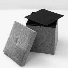 2 Pack Folding Foot Rest Stool Small Square Storage Cube Ottoman With Storage For Couch Home Dorm - Grey - View 7