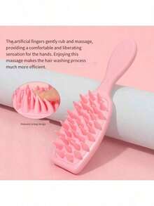 1pc Scalp Massage Shampoo Brush, Soft Silicone Bristles Long Handle Hair Comb, Ergonomic Macaron Color Shower Hair Care Cleaning Brush, Suitable For Curly Hair, Home Bathroom Use - Multicolor - View 8
