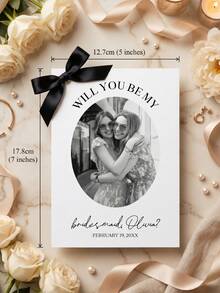 1/3pcs Personalized Will You Be My Bridesmaid Proposal Card, Custom Photo And Text Bridesmaid Card,Customizable Wedding Bridal Party Invitation Card - Multicolor - View 6