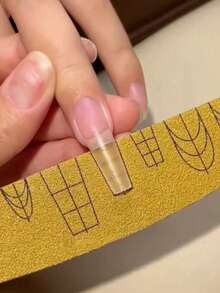 2pcs 100/180 Grit Nail File Polishing Block Professional Double-Sided Sandpaper Grinding Board Suitable For Acrylic And Natural Nails Washable Wear-Resistant Double-Sided With Ruler Nail Shape Template Manicure Tools Nail Care Products - Khaki - View 5
