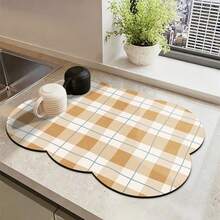 Kitchen Dish Drying Mat, Absorbent Table Mat, Countertop Dish Mat, Washable Table Mat, Bowl And Plate Drying Mat - Yellow Squares - View 6