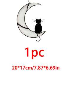 1 pieza Adorno colgante de ventana con gato en la luna, decoración del hogar para ventana interior y porche, decoración de fiesta, regalo único y creativo para amantes de gatos y dueños de mascotas, regalo de cumpleaños y festivo, regalo decorativo para familia, amigos, hogar, dormitorio, porche y jardín - Dos gatitos - Ver 10