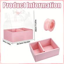 5pcs Transparent Floral Cake Boxes, Clear Gift Packaging Boxes, Bouquet-Style Dessert Display Boxes With Handles And Ribbon Decoration, Suitable For Floral Arrangements, Portable Clear Gift Packaging Boxes For Holidays, Weddings, Birthday Party Gift Wrapping - View 2
