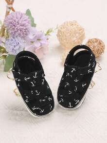 1 Pair 0-1 Years Old Infant Sandals, Infant Toddler Closed-Toe Soft Sole Walking Shoes - Black - View 1