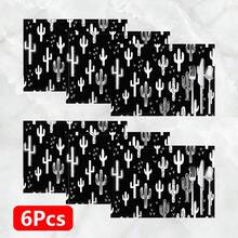 1pc/4pcs/6pcs, Home Decor, Cactus Pattern Printed Linen Placemats, All Season, Suitable For Dining Table, Washable Placemats, Coasters, Kitchen Placemats, Home Goods, Kitchen Supplies, Dining Table Decor - Multicolor - View 15