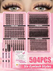 720pcs Ultra High Density DIY False Eyelash Set, 8-16mm 10D-150D D Curl Natural Style, Ultra Thick & Fluffy, Suitable For Daily Use And Beginners, Perfect For Daily Occasions, Weddings, Outdoor Activities, Travel, Parties - Pink - View 20