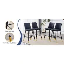 Set Of 2 Bar Stools / 100 Cm High. Stylish Bar Stools / Black PU Leather And Comfortable Footrest / Available In Several Colors / 120 Kg Load Capacity / For Restaurants, Bars And Living Rooms - 黑色 - 查看 8