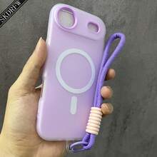1 Stylish Phone Case, Does Not Include Lanyard Or Stand, New Minimalist Niche Design With Large Holes, Light Yellow Jelly Skin Feel, Two-In-One Magnetic Protective Case With Hand Strap For 17 17air 17pro 17promax 16 16plus 16pro 16promax 15 15pro 15promax 14 14pro 14promax 13 13pro 13promax 12 12pro 12promax 11, Can Store Photos. - 綠色 - 查看 3
