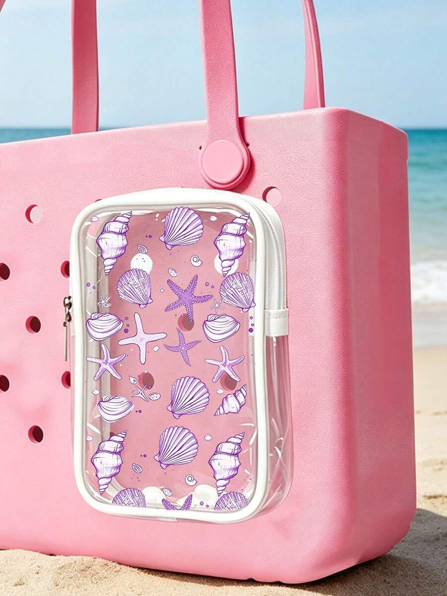 New Ocean Shell Pattern Bogg Beach Phone Bag (Includes Starfish And Shell Pattern) - Accessory, Phone Bag, Toiletry Bag; Essential For Travel And Outings, Can Be Used As Decorative Charm - Multicolor - View 1