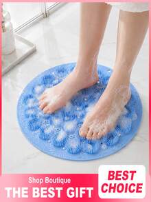 1 Set Of Suction-Cup Massage Shower Mats (Includes A Hanging Silicone Massage Mat And A Hook)-Suitable For Back Massage And Foot Exfoliation During Showers; Essential Items For Home And Bathroom - Multicolor - View 6
