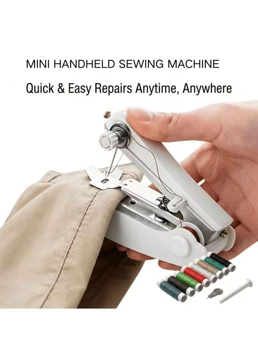 16pcs/Set [1 Machine + 15 Accessories] Portable Mini Handheld Sewing Machine, Suitable For Beginners, Home Emergency Repair, Lightweight Fabric Applicable, Portable Home Sewing Machine, White, Small Sewing Machine