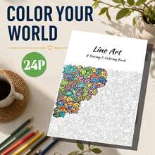 Color Your World Line Art Coloring Book, 24 Pages Of Cartoon Monster Line Art, Fun Creative Sketching Activity, Stress Relief Coloring Practice Book For Adults, Teens And Painting Beginners - Coloring Book - View 1