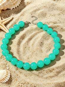 1pc European & American Bohemian Geometric Semi-Transparent Beaded Necklace For Women, Summer Beach Vacation - Handmade Acrylic Beaded Necklace - View 18