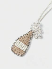 1 Peça Pingente de Bolsa Estilo Festa, Pingente Feito à Mão com Contas de Strass com Design de Champanhe, Taça de Coquetel e Xícara de Café - Champanhe - Visão 3