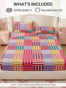 2/3pcs Printed Bedding Set, Bedding, Mattress Protector Set, Comfortable Home Textiles, Breathable Anti-Pilling Mattress Cover, Home Decor, Suitable For All Seasons, Machine Washable, Back To School - Multicolor - View 3