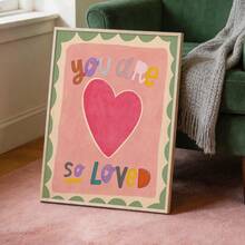 1 Stück "Du bist so geliebt" Herz Leinwand Wandkunst Ungerahmt, bunter Zitatdruck, Boho Kinderzimmer Ästhetik Dekoration, Poster für Wohnzimmer, Schlafzimmer, Küche, Eingangsbereich, Büro, moderne Heimdekoration, modische künstlerische Wandkunst - modern - Übersicht 8