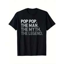 POP-POP El Hombre El Mito La Leyenda Camiseta Divertida POPPOP para el Día del Padre, 100% Algodón, Camisetas para Papá para Hombres y Mujeres, 180g, Cuello Redondo, Negro, Tallas S-XXXL - Negro - Ver 1