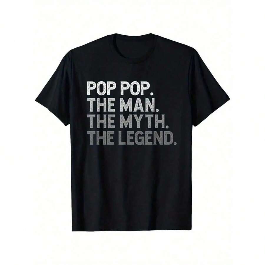 POP-POP El Hombre El Mito La Leyenda Camiseta Divertida POPPOP para el Día del Padre, 100% Algodón, Camisetas para Papá para Hombres y Mujeres, 180g, Cuello Redondo, Negro, Tallas S-XXXL - Negro - Ver 1