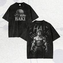Vintage Style Washed Shirt | Retro Style Illustration - Black - View 1